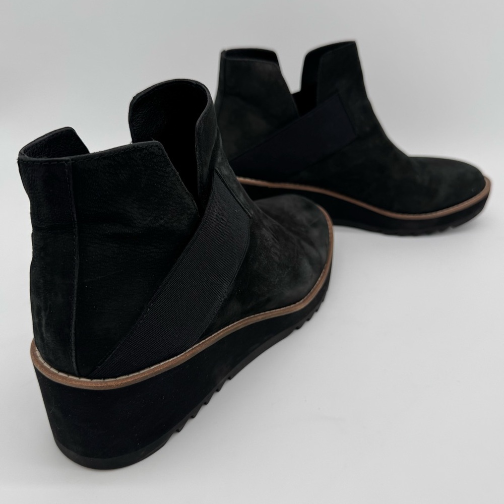Eileen Fisher Lark Black Nubuck Leather Wedge Ankle Boots Size 9.5 - Picture 13 of 13